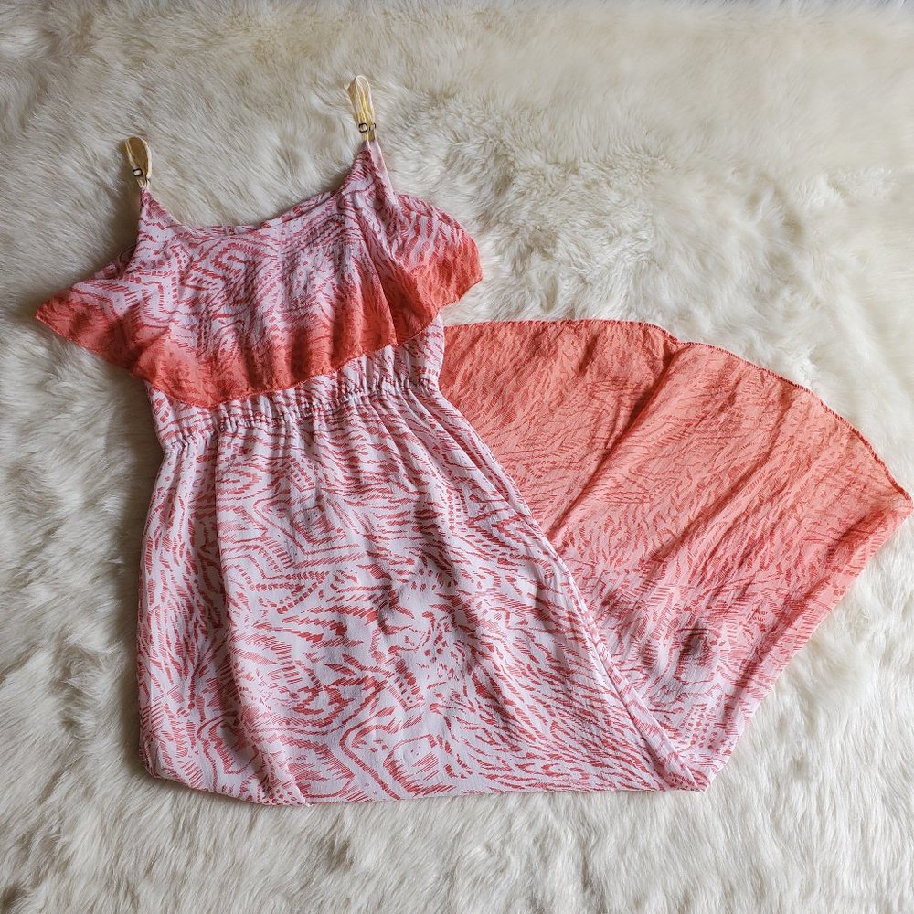 Sanctuary Coral Print High-Low Maxi Dress Size S - Picture 2 of 15